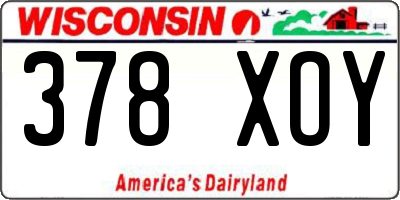WI license plate 378XOY