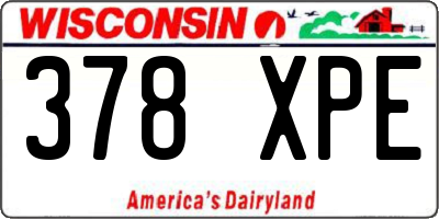 WI license plate 378XPE