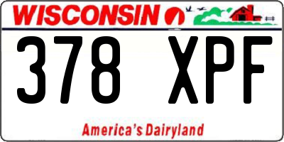 WI license plate 378XPF