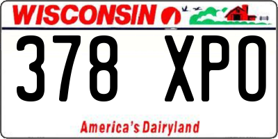WI license plate 378XPO
