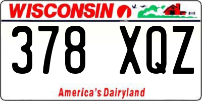 WI license plate 378XQZ