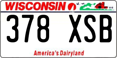 WI license plate 378XSB