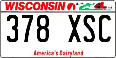 WI license plate 378XSC