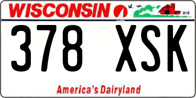WI license plate 378XSK
