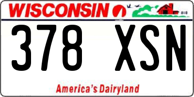 WI license plate 378XSN
