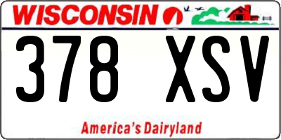 WI license plate 378XSV