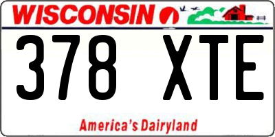 WI license plate 378XTE