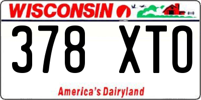 WI license plate 378XTO
