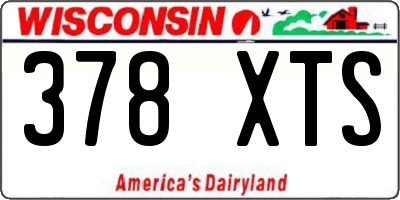 WI license plate 378XTS