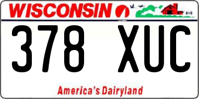 WI license plate 378XUC