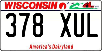WI license plate 378XUL