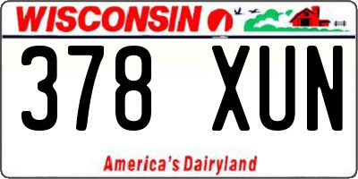 WI license plate 378XUN