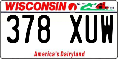 WI license plate 378XUW