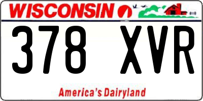 WI license plate 378XVR