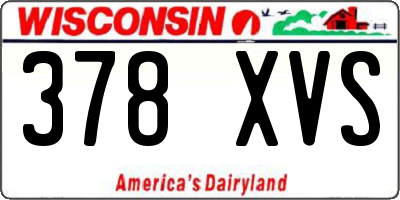 WI license plate 378XVS