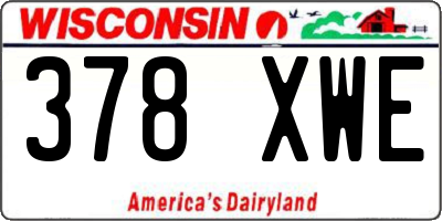 WI license plate 378XWE