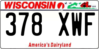 WI license plate 378XWF