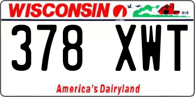 WI license plate 378XWT