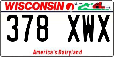 WI license plate 378XWX