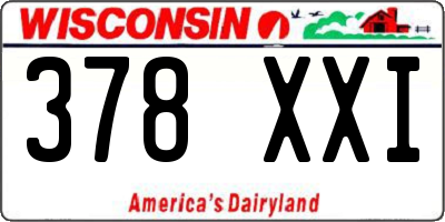 WI license plate 378XXI
