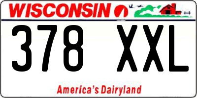 WI license plate 378XXL