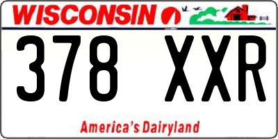 WI license plate 378XXR