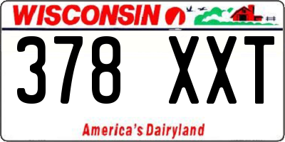 WI license plate 378XXT