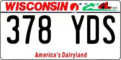 WI license plate 378YDS
