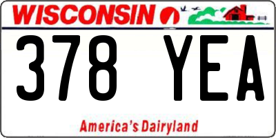 WI license plate 378YEA