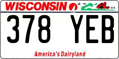 WI license plate 378YEB