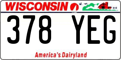 WI license plate 378YEG