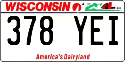 WI license plate 378YEI