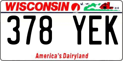 WI license plate 378YEK