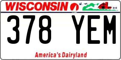 WI license plate 378YEM