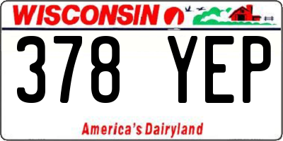 WI license plate 378YEP