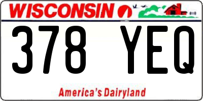 WI license plate 378YEQ