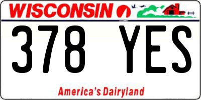 WI license plate 378YES