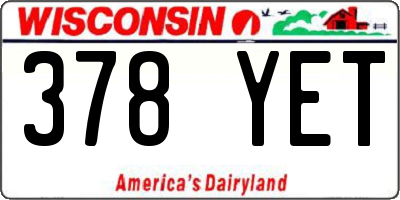 WI license plate 378YET