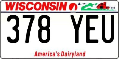 WI license plate 378YEU