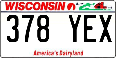 WI license plate 378YEX