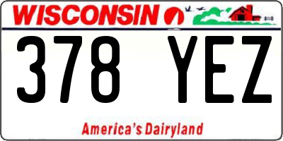WI license plate 378YEZ