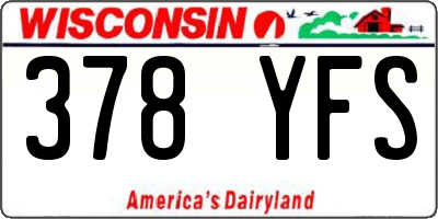 WI license plate 378YFS