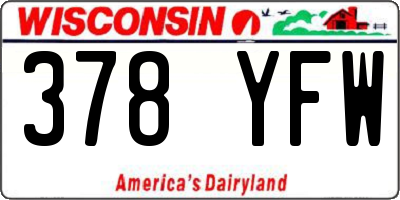 WI license plate 378YFW
