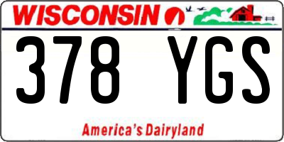 WI license plate 378YGS