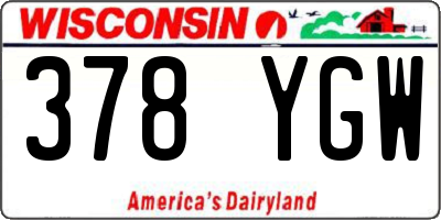 WI license plate 378YGW