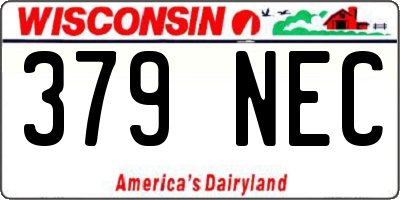WI license plate 379NEC