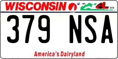 WI license plate 379NSA