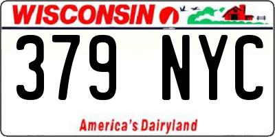 WI license plate 379NYC