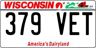 WI license plate 379VET