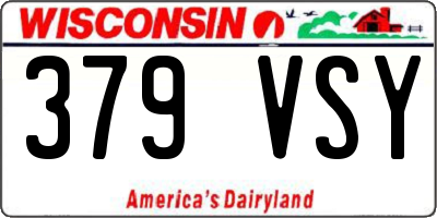 WI license plate 379VSY
